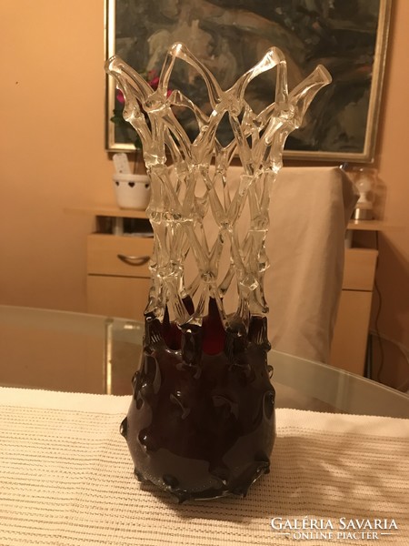 Hand made glass vase openwork pattern