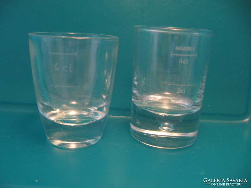 Polished calibrated brandy measuring cup 2 and 4 cl