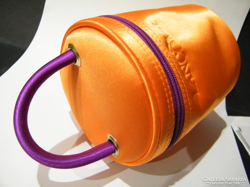 Lancome kozmetikai narancs színű hengeres táska, piperetáska
