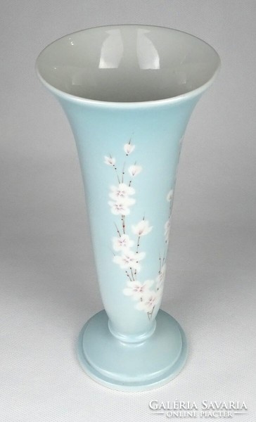 1M902 old rare Bakos éva pale blue Herend porcelain vase 22.5 Cm