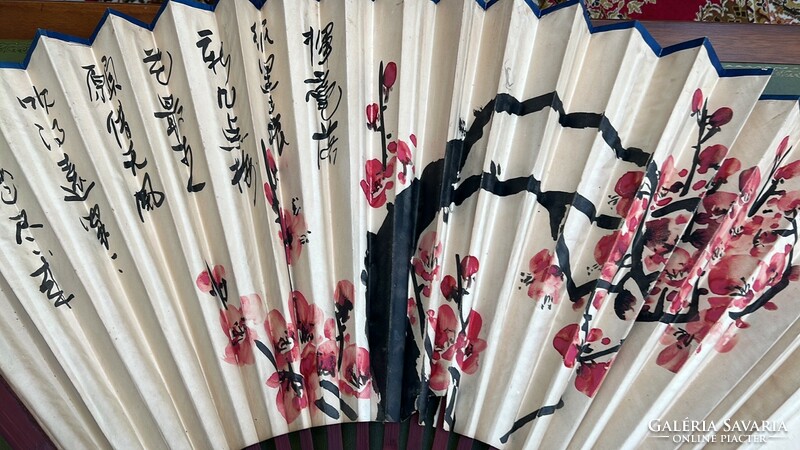 Régi cseresznyevirágos japán papír legyező