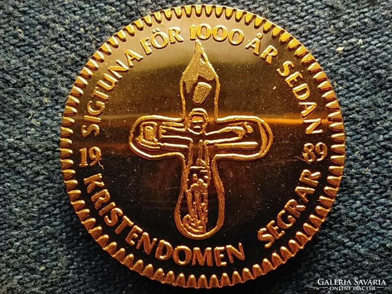 Svédország Sigtuna A kereszténység győz 1989 réz 15 korona helyi pénz (id55356)