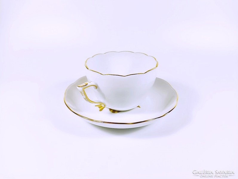 Herend, yellow vh patterned sunfish teacup and saucer, hand-painted porcelain, flawless! (B132)