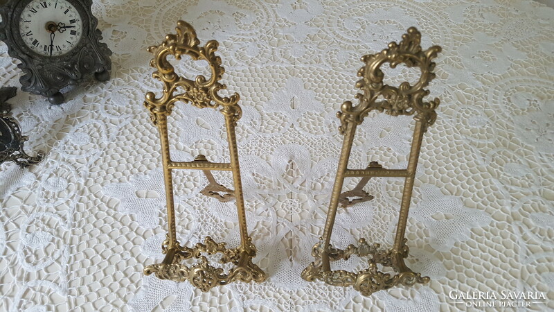 Old, Victorian-style brass easel, plate holder, picture holder 2 pcs.