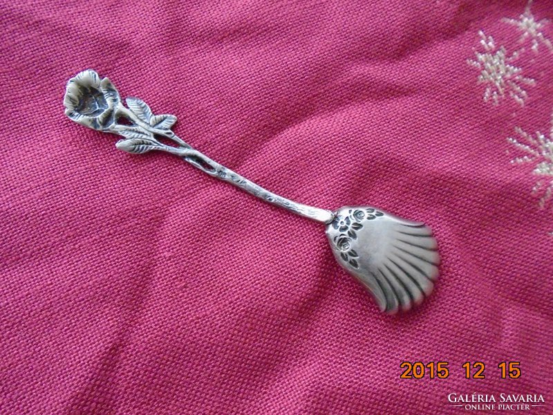 Silver punched teaspoon with 800 creamy roses