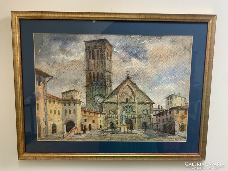 Bernát János 1931 Assisi akvarell