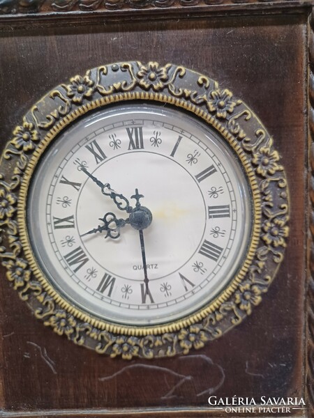 Wooden fireplace clock
