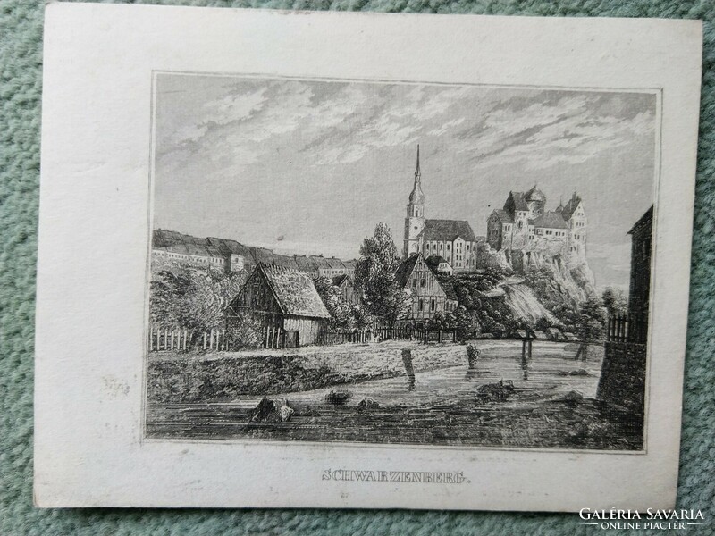 Schwarzenburg. Original wood engraving ca. 1835
