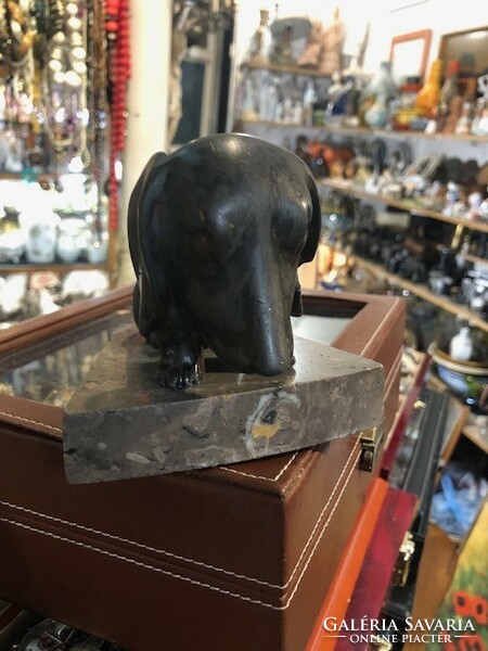 Kutya szobor, bronzból, 16 cm-es nagyságú, ajándéknak kiváló.art deco