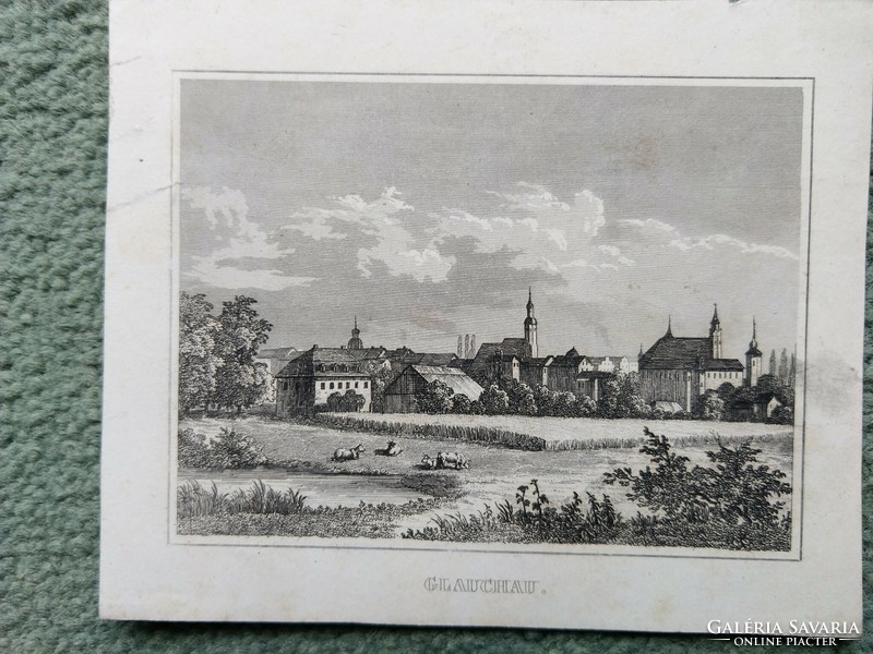 Glauchau. Original wood engraving ca. 1835