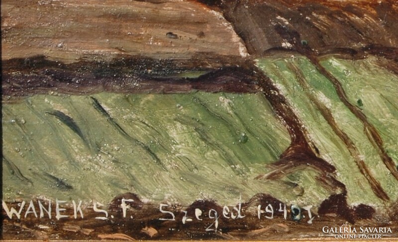 Sándor Ferenc Vanek (wanek): Szeged on the circular embankment, 1940 - oil on canvas painting, framed