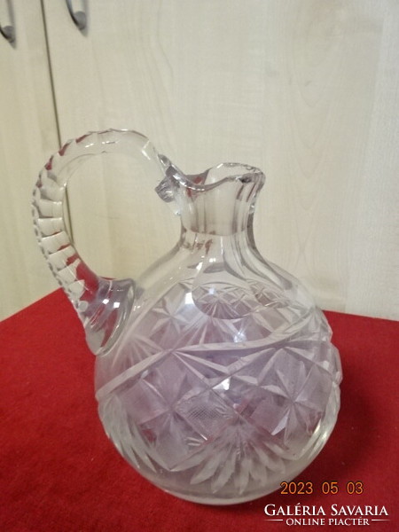 Polished glass jug, height 20 cm. Jokai.
