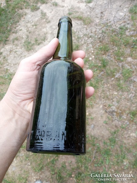 Régi sörösüveg, zöld, Fővárosi sörfőző rt. Kőbányán 0,45 l