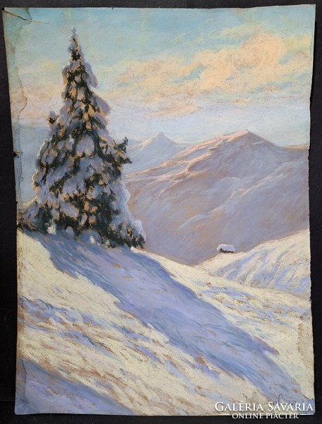 Napfényes téli tájkép - havas hegyi táj