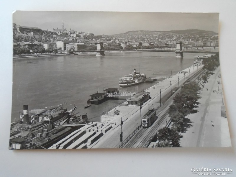 D195088 Régi képeslap -Budapest - 1956 Látkép a Dunáról - MTI fotó - Hollenzer Béla