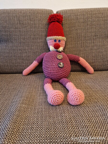 Burgundy knitted Santa doll