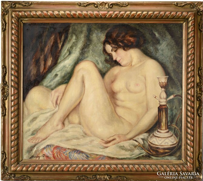 Rudolf Merényi: female nude smoking opium