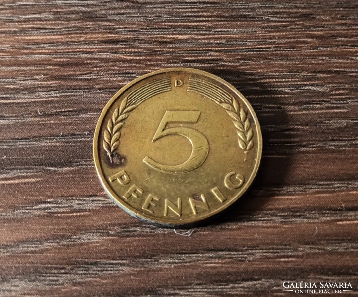 5 pfennig,Németország 1950 D verdejel