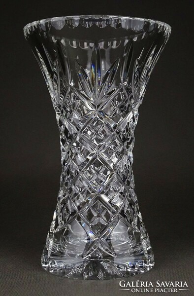 1M878 Gyönyörű csiszolt üveg váza virágváza 19 cm