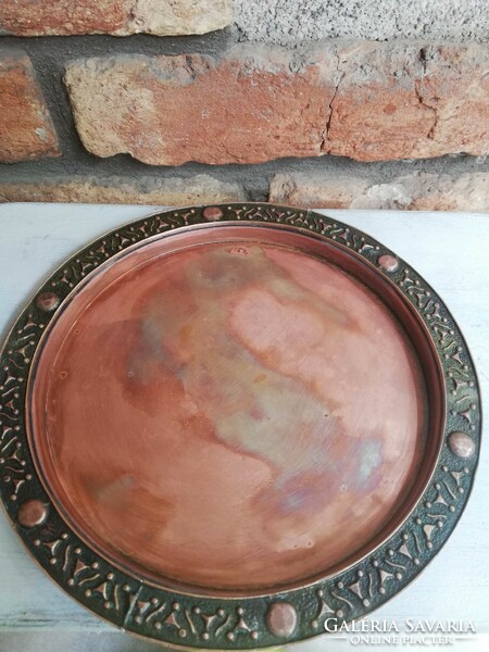 Decorative red copper circle tray