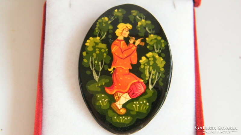 Hand painted old Russian brooch
