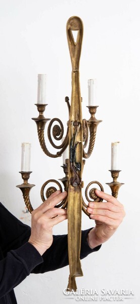 Aranyozott bronz szecesszió stílusú falikar - 5 karos