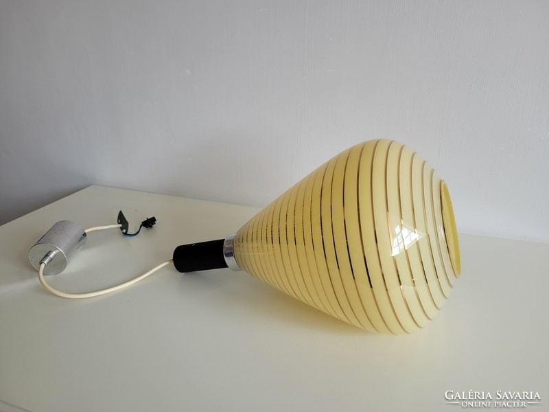 Retro gold striped ceiling glass lamp mid century chandelier