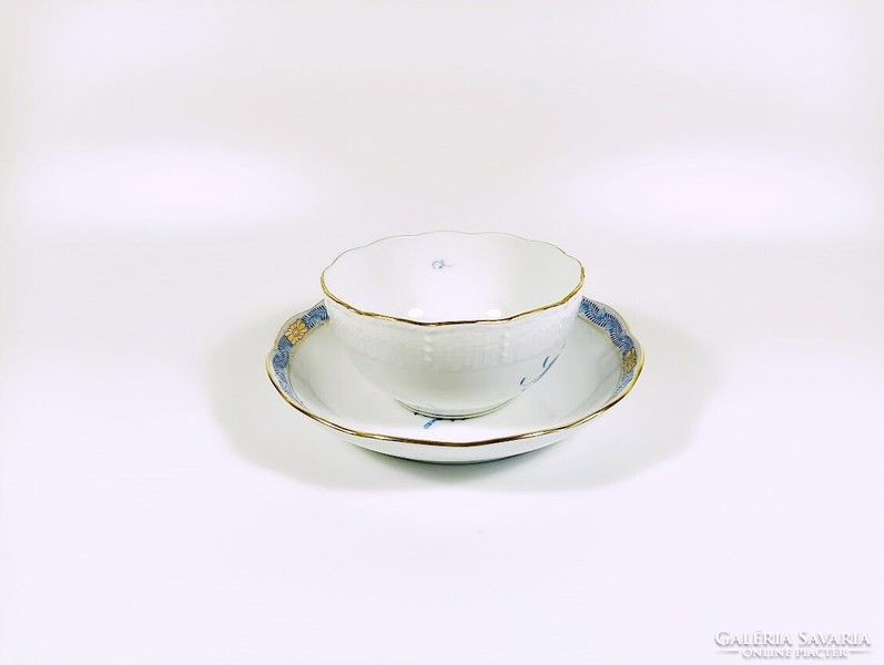 Herend, blue Appony pattern teacup and saucer, hand-painted porcelain, flawless! (B134)