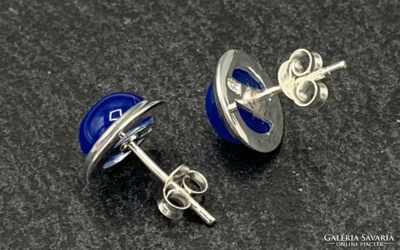 Blue agate silver earrings, 925 - many handmade jewelry