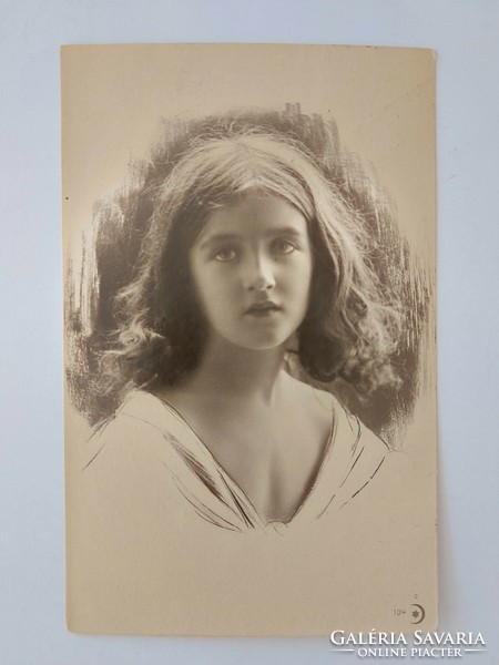 Old postcard 1909 photo postcard little girl