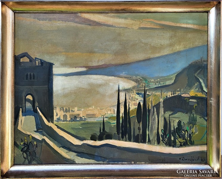 Attila Demjén (1926 - 1973) Naxos bay c. Gallery painting 97x77cm with original guarantee!!