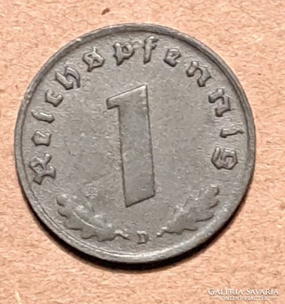 Germany swastika 1 imperial pfennig 1942