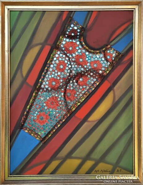 Ágh Ajkelin Lajos (1907 - 1995) Komozíció II. c festménye 86x66cm Eredeti Garanciával!
