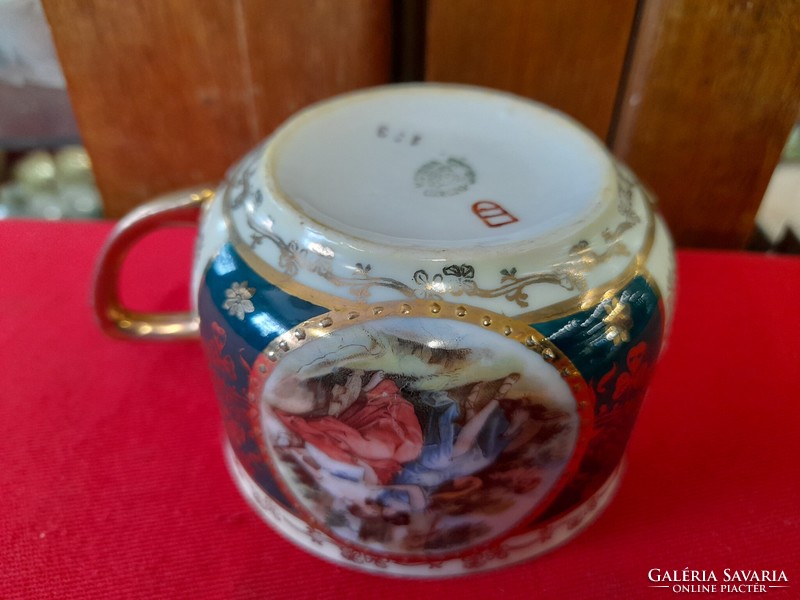 Alt wien viktoria schmidt & co 1918-1939 gilded hand painted tea and coffee cup set