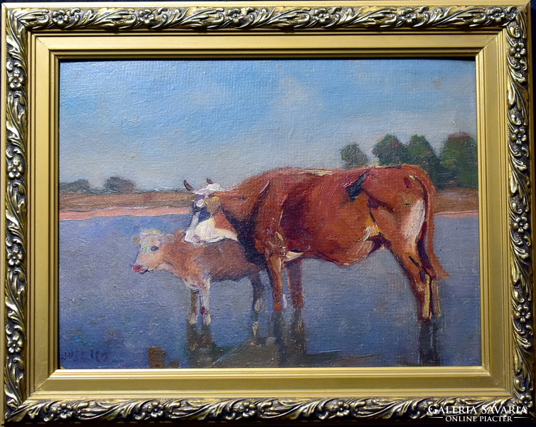 Béla Juzkó (1877 - 1969) cows in Balaton