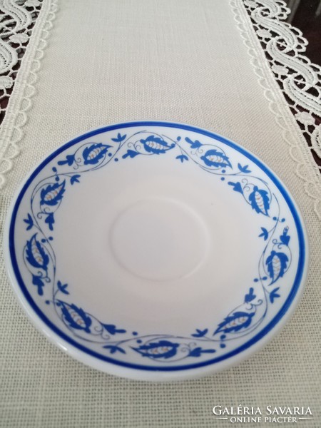 Régi  11 cm-es Zsolnay kék- fehér porcelán kávés készletből csészealj / tányér - népi motívum