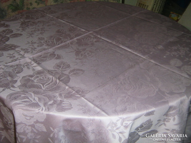 Dreamy antique huge beautiful vintage pink special woven damask tablecloth new