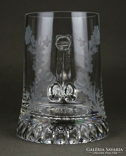 1M954 beautiful polished glass folk motif beer mug 0.4 L