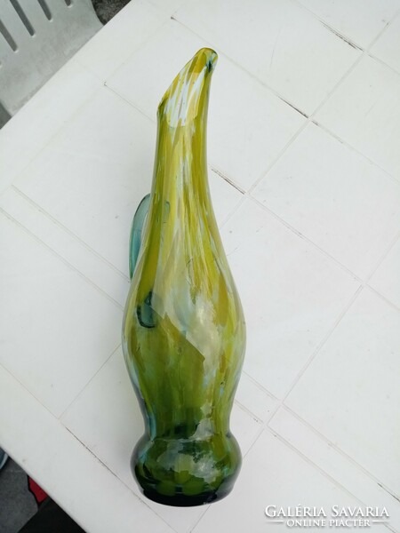 Yellow - green Murano bubble hand glass jug pouring decorative glass vase carafe