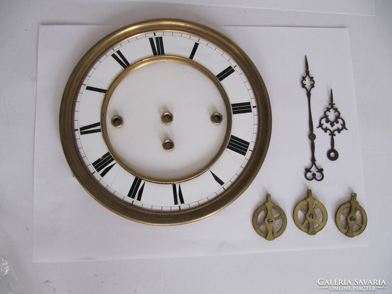 Antique enamel dial, snails and hands for wall clock