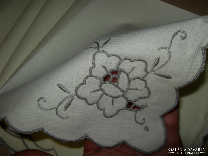 6 New retro textile napkin table cloth embroidered azure