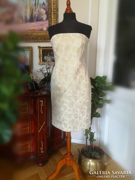 Redherring 40 exclusive cream-gold colored dress, party 95% cotton