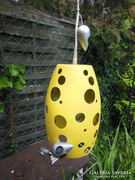 Chandelier - cheese - mouse knife - thick metal - wood mouse blue - 63 x 18 cm - lamp body 25 x 18 cm - - perfect