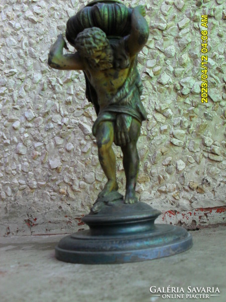 Antique pewter atlas lamp base sculpture 1923
