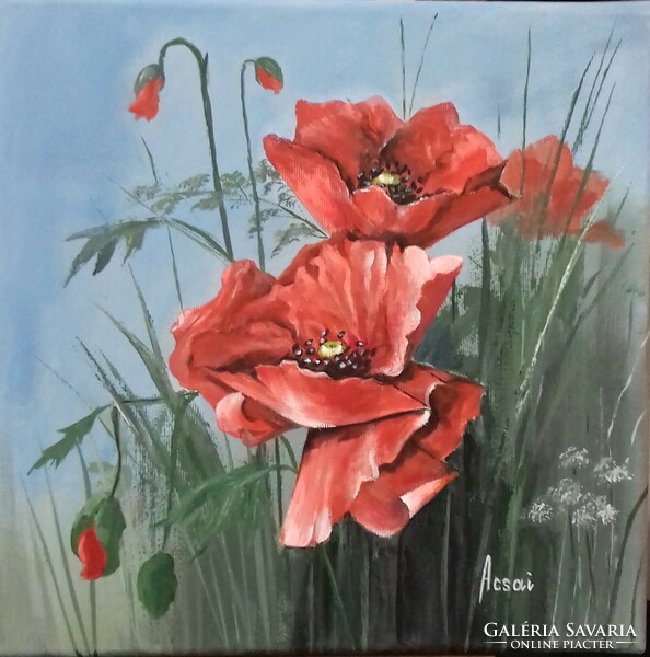 Poppies in the field 2. C. Painting, landscape