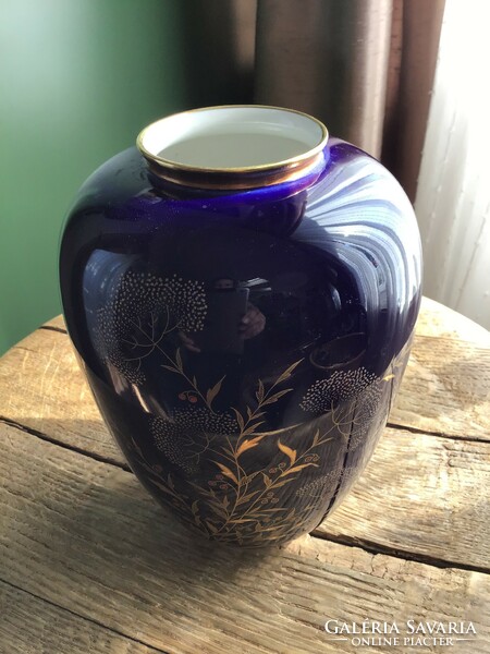 Old Weimar cobalt blue porcelain vase