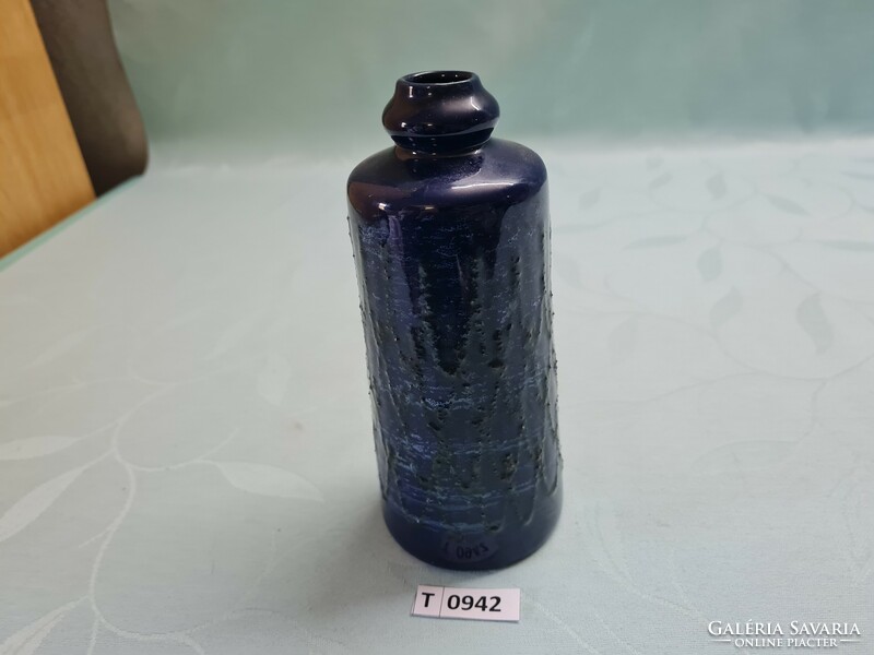 T0942 Indigókék Kerámia váza 18 cm