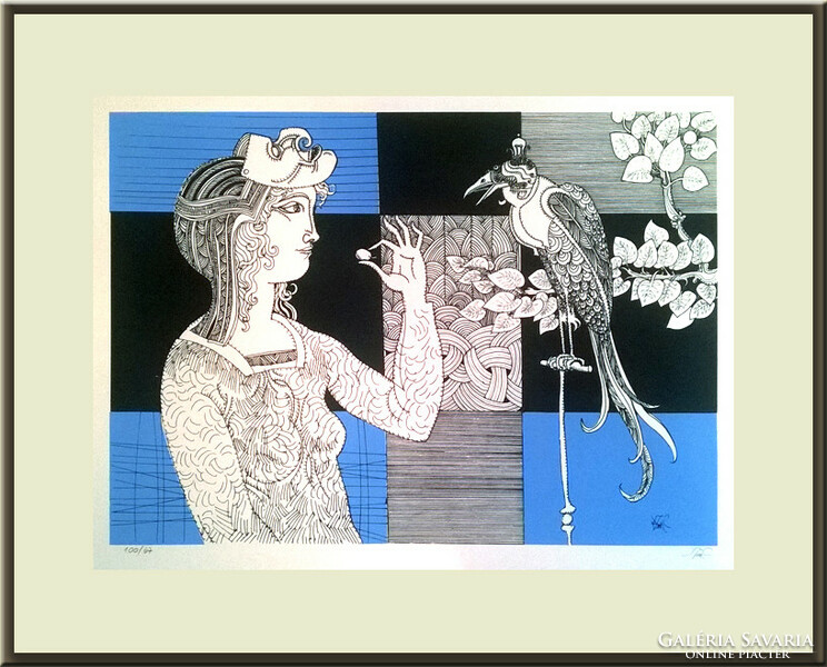 Endre Szász (1926-2003) The big bird - with frame: 50x60 cm picture size: 32x40 cm
