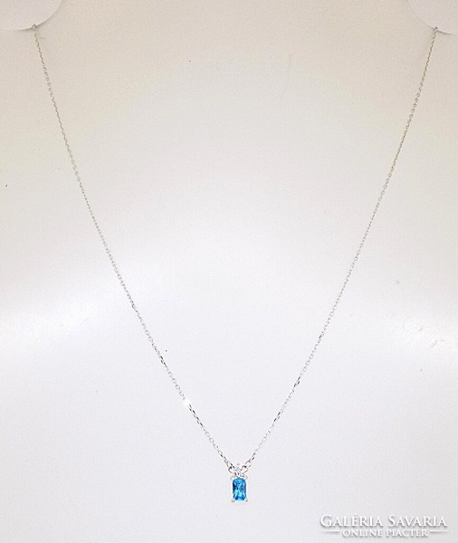 White gold chain with blue stone pendant (zal-au117478)
