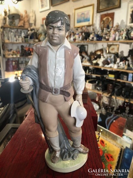 Lladro spanyol porcelán szobor, Sancho Panza, 22 cm-es.